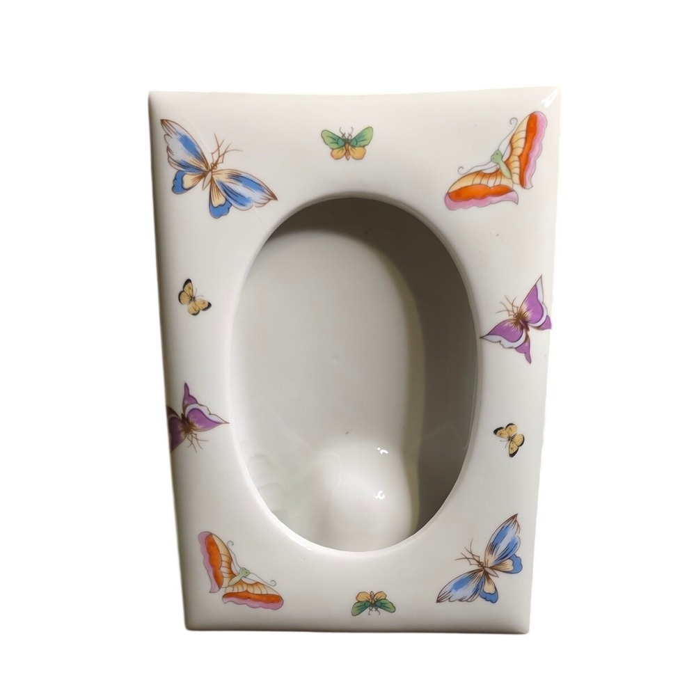 Vintage Picture Frame Andrea by Sadek White Butterfly Ceramic Japan 5x4
